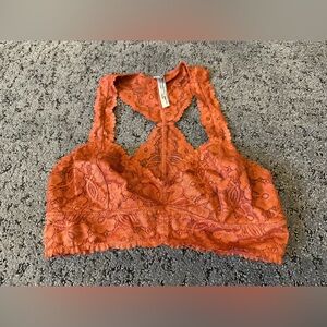 Free People Rust Lace Halter Bralette